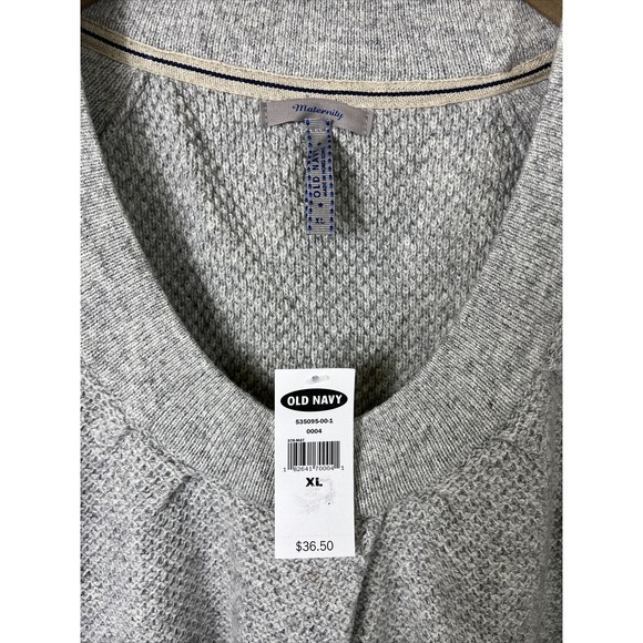 Old Navy Maternity Sweater Waffle Knit NWT $36 Wool Blend Gray Size XL - Picture 2 of 7